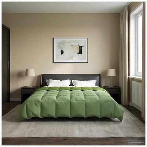 Duvet Invernale Trapuntato Verde 240 x 260 cm Microfibra - Foto 2