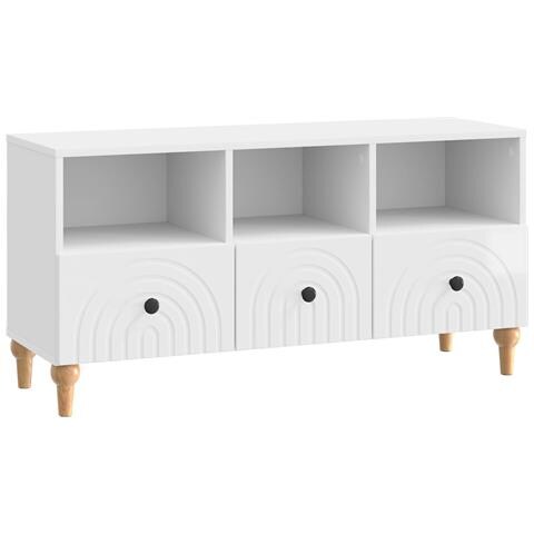 Mobile TV Bianco Lucido 102 x 34,5 x 50 cm Legno ingegnerizzato - Foto 1