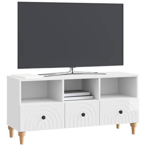 Mobile TV Bianco Lucido 102 x 34,5 x 50 cm Legno ingegnerizzato - Foto 2