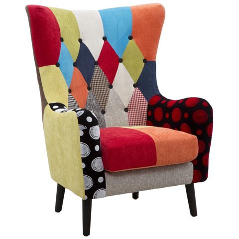 Poltrona Bergere Imperial Patchwork In Velluto Multicolor 81x92x75 Cm - Foto 1