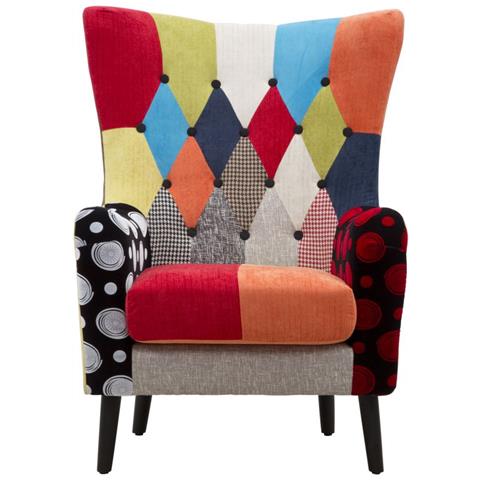Poltrona Bergere Imperial Patchwork In Velluto Multicolor 81x92x75 Cm - Foto 2