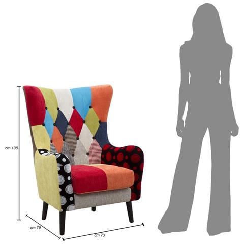 Poltrona Bergere Imperial Patchwork In Velluto Multicolor 81x92x75 Cm - Foto 8