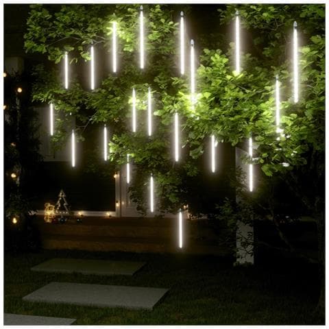 Luci Meteoriche 20pz 30cm Bianco Freddo 480 LED Interni Esterni - Foto 2