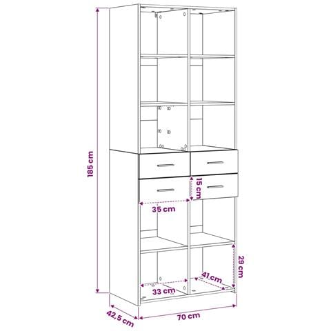 Libreria Legno antico 30 x 42.4 x 185.2 cm - Foto 6