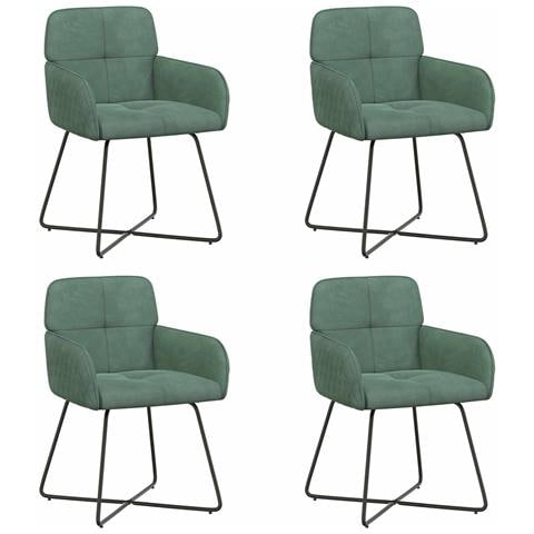 Sedie da pranzo 4 pcs Velluto (V) Verde Mare 59 x 56,5 x 86 cm - Foto 1