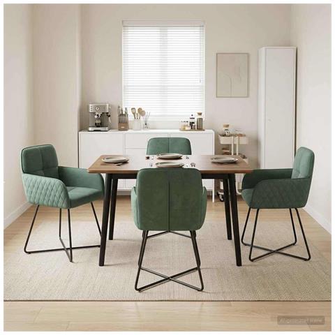 Sedie da pranzo 4 pcs Velluto (V) Verde Mare 59 x 56,5 x 86 cm - Foto 2