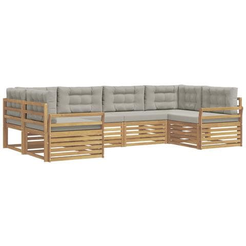 Set di divani da esterno 6 pcs Bianco e Grigio Chiaro - Foto 1