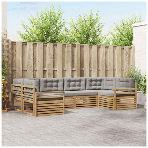 Set di divani da esterno 6 pcs Bianco e Grigio Chiaro - Foto 2