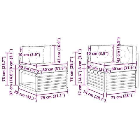 Set di divani da esterno 6 pcs Bianco e Grigio Chiaro - Foto 8
