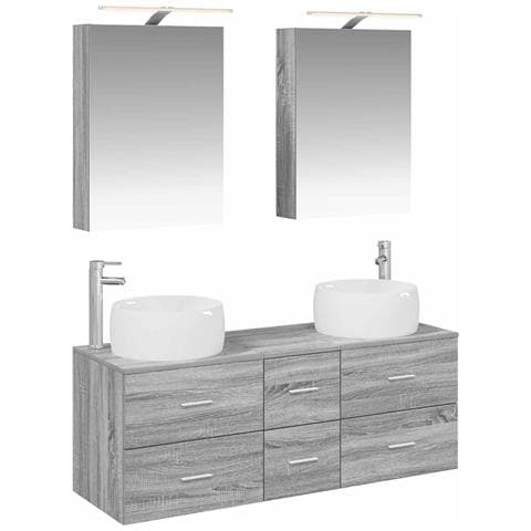 Set di mobili per il bagno 5 pcs Sonoma grigio - Foto 1