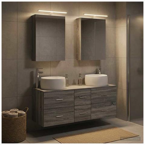 Set di mobili per il bagno 5 pcs Sonoma grigio - Foto 2