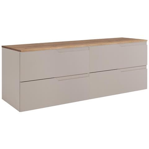 Mobile sottolavabo, Bianco, 160 cm, Con piano d'appoggio, 4 cassetti, Sospeso, Frontali in MDF, MODERNO - Foto 1