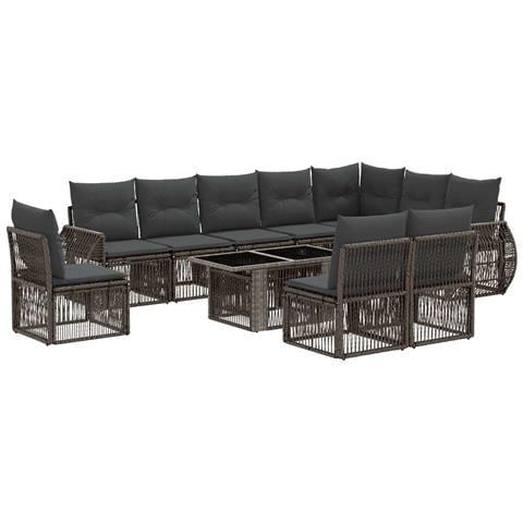 Set Divano da Giardino 11 pz Grigio e Grigio Scuro polyrattan - Foto 1