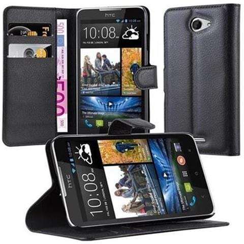 Custodia Compatibile Con Htc Desire 516 In Nero Carbone - Coperchio Protettiva Con Chiusura Magnetica, Funzione Stand E Tasca Per Le Carte - Foto 1