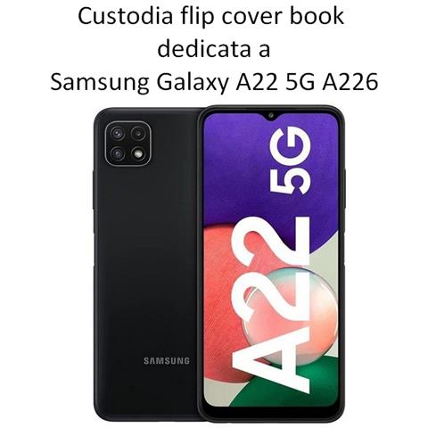 Smart Book Custodia Poket Silicone Flip Cover Case Per Samsung Galaxy A22 5g A226 Blu - Foto 2