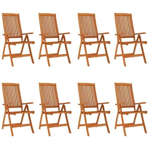 Sedie Da Giardino Pieghevoli 8pz In Legno Massello Di Eucalipto - Foto 1