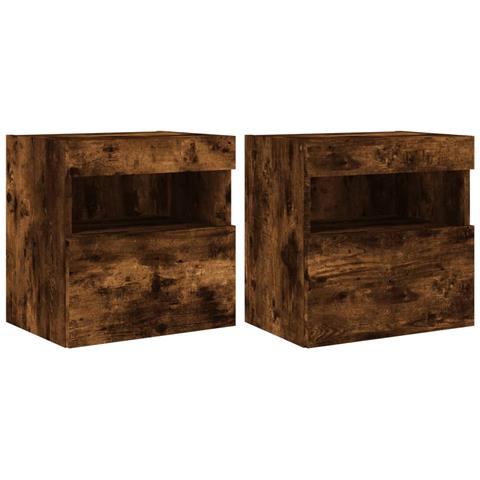 Mobili Tv A Parete Con Luci Led 2pz Rovere Fumo 40x30x40 Cm - Foto 2