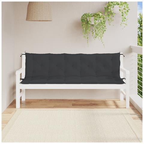 Cuscini Panca Da Giardino 2pz Neri 180x50x7cm Tessuto Oxford - Foto 1