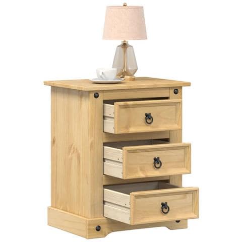 Comodino Corona 53x39x66 Cm In Legno Massello Di Pino - Foto 1