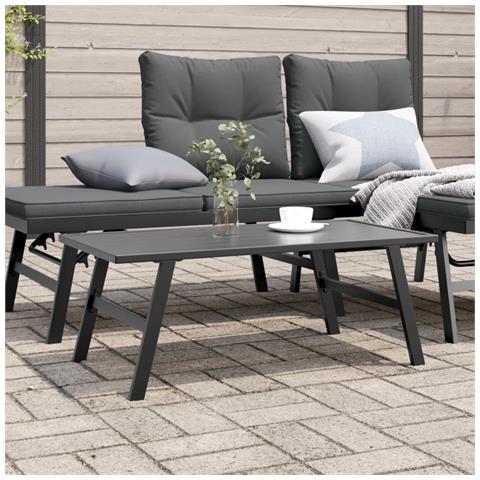 Tavolino Da Giardino Nero 90x45x35cm Acciaio Verniciato Polvere - Foto 1