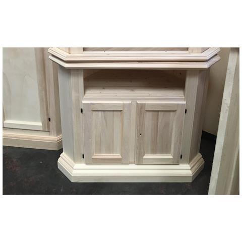 Porta Tv Angolare In Legno Classico 2 Porte Grezzo L. 73 X 73 H. 83 - Foto 1
