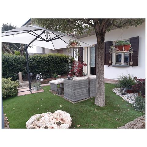 Salotto Divano Chaise Lounge Modulare Da Esterno In Alluminio E Rattan Con Cuscini Da Giardino Combo Grigio - Foto 8