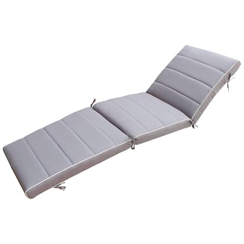 Cuscino In Poliestere Sfoderabile Impermeabile 185x57 Cm Per Lettino Da Esterno - Grey - Foto 1