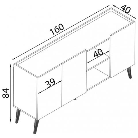 Mobile Credenza Madia A 3 Ante E 2 Ripiani Da Interno Casa In Legno Nobilitato Bilaminato Alakei - Foto 2