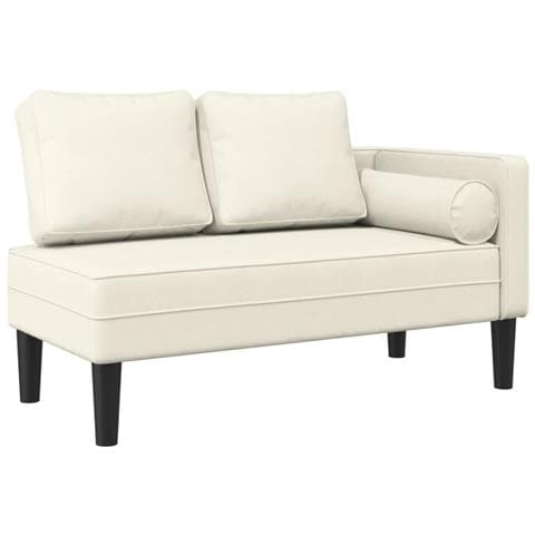 Chaise Longue con Cuscini Crema in Velluto - Foto 2