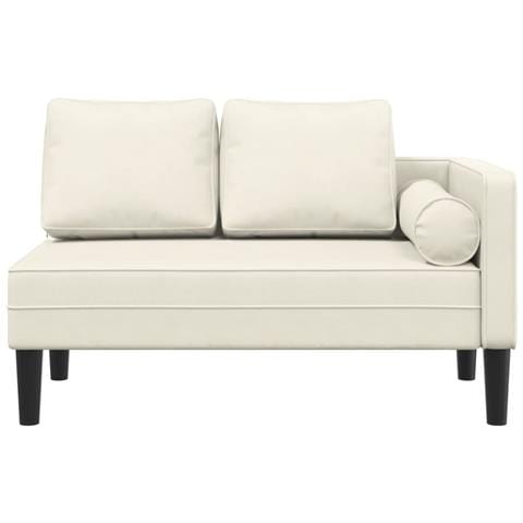 Chaise Longue con Cuscini Crema in Velluto - Foto 3