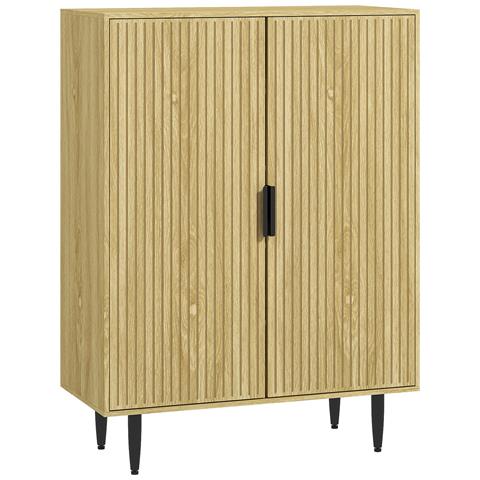 Scarpiera Salvaspazio Per 15 Paia Di Scarpe Con 4 Ripiani Regolabili, 80x38x110cm, Rovere - Foto 1