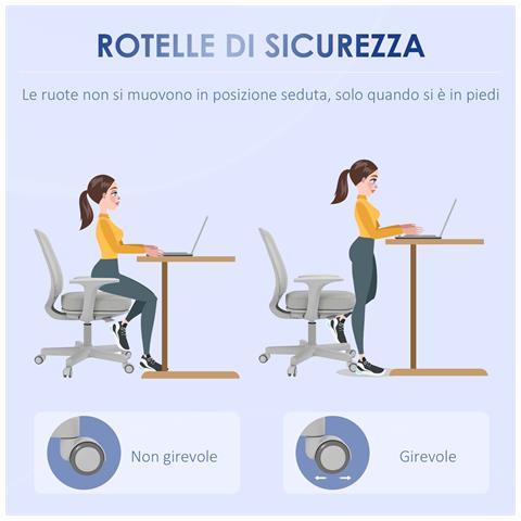 Sedia Da Ufficio Ergonomica E Reclinabile Ad Altezza Regolabile Con 5 Rotelle, 55x48x82.5-94.5 Cm, Grigia - Foto 6