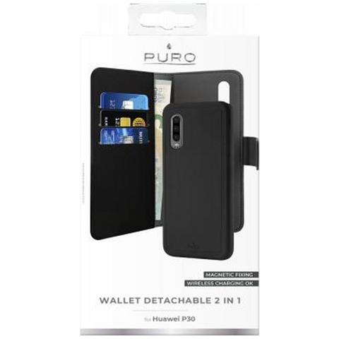 Custodia Per Huawei P30 Folio 2 In 1 Con Cover Magnetica E Portacarte, Nero - Foto 4