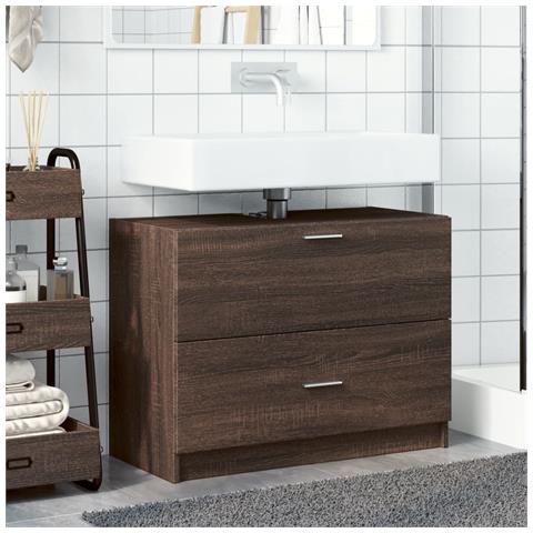 Mobile Lavabo Rovere Fumo 78x37x59 Cm In Truciolare - Foto 3