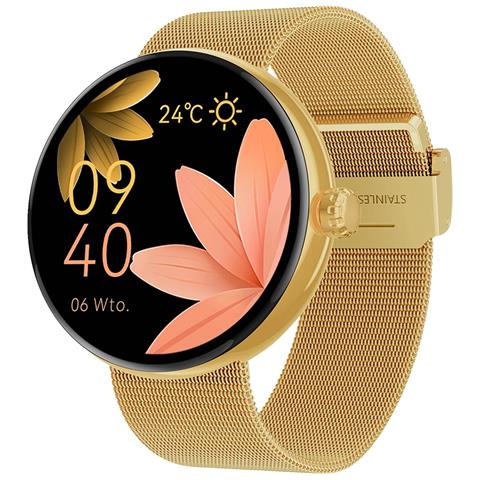 Smartwatch Donna Elegante Monitoraggio Salute Con Chiamate Bluetooth, Oro - Foto 1