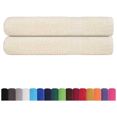 Asciugamani Per Sauna 2 Pz Crema 80x200 Cm 360 G /m 100% Cotone - Foto 2