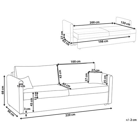 Divano Letto 3 Posti Bleik Tessuto Tortora Con Contenitore - Foto 2
