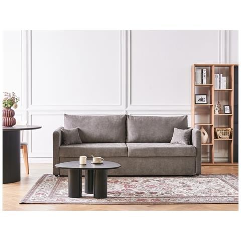 Divano Letto 3 Posti Bleik Tessuto Tortora Con Contenitore - Foto 1