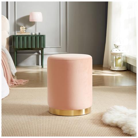Charlotte I Pouf Velluto Rosa Cipria E Metallo Dorato - Foto 1