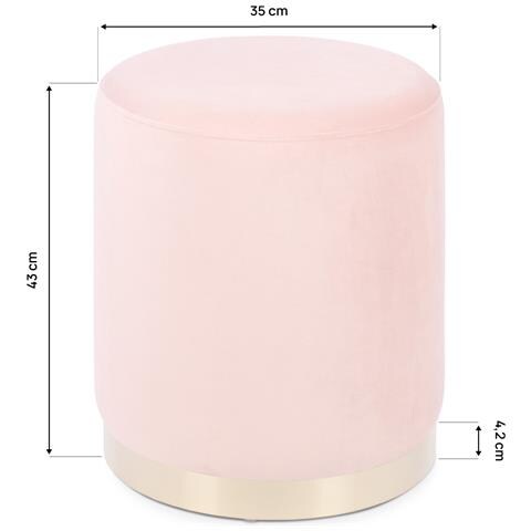 Charlotte I Pouf Velluto Rosa Cipria E Metallo Dorato - Foto 8