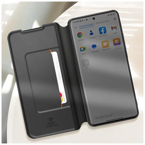 Custodia A Libro Per Xiaomi Redmi Note 14 Pro Patta Con Cinghia A Mano, Nero - Foto 5