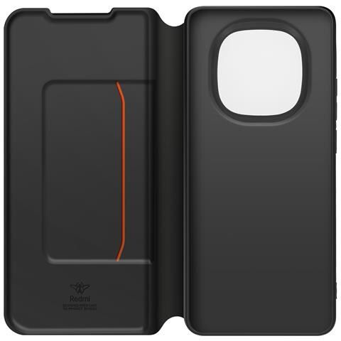 Custodia A Libro Per Xiaomi Redmi Note 14 Pro Patta Con Cinghia A Mano, Nero - Foto 1