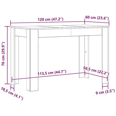 Tavolo da Pranzo Rovere Nero 120x60x76 cm Legno Multistrato - Foto 2
