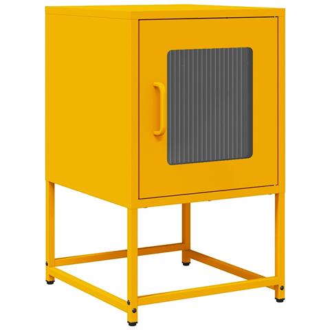 Comodino Giallo Senape 36x39x60,5 Cm Acciaio Laminato A Freddo - Foto 2