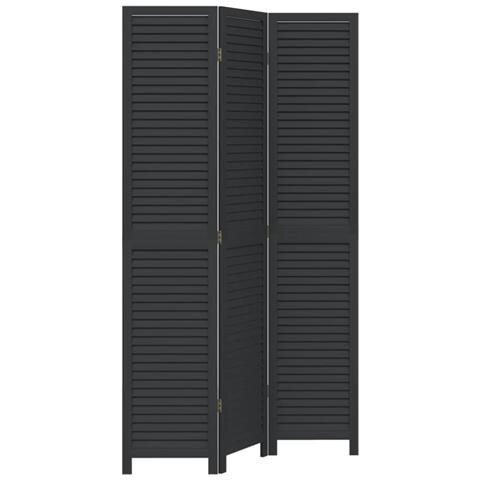 Divisorio Ambienti 3 Pannelli Nero Legno Massello Di Paulownia - Foto 2