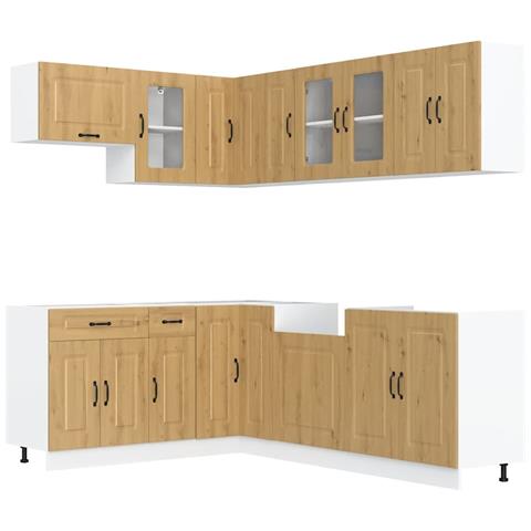 Set Mobili Da Cucina 11 Pz Kalmar Rovere Artigianale Truciolato - Foto 2