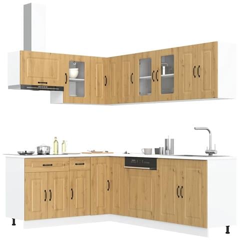 Set Mobili Da Cucina 11 Pz Kalmar Rovere Artigianale Truciolato - Foto 1