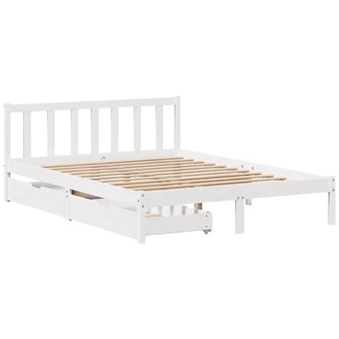 Letto senza Materasso Bianco 150x200 cm Legno Massello di Pino - Foto 2