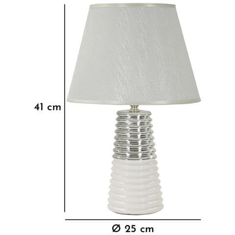Lampada Da Tavolo Mf117 - Bianco - Ceramica - 25x25x41 Cm - Foto 6