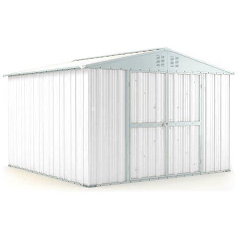 Casetta Giardino Box Attrezzi In Acciaio Zincato 327x307cm X H2.15m - 145kg - 10,04mq - Bianco - Foto 1